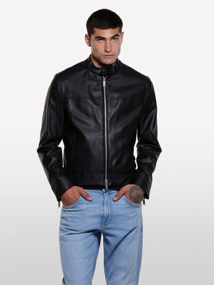 Biker nero slim fit - giacche e giubbotti da uomo - Nero | Sisley image number 3